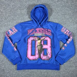 Rockstar Original Mens XXL Blue Graphic Hoodie Jesus Religious Print Streetwear